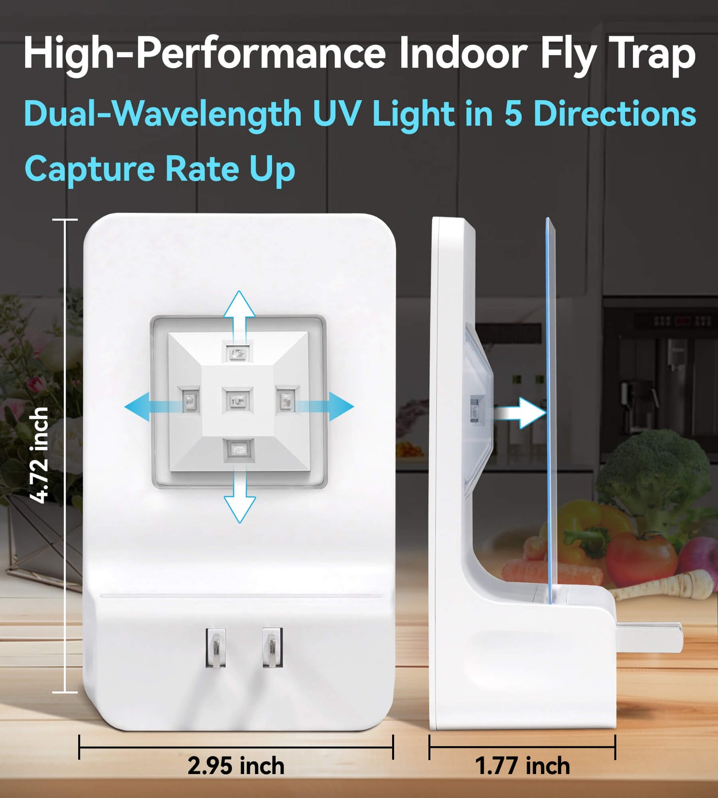 Double-Sided Indoor Flying Insect Trap - Plug-in Bug Catcher for Flies, Mosquitoes, Moths & More