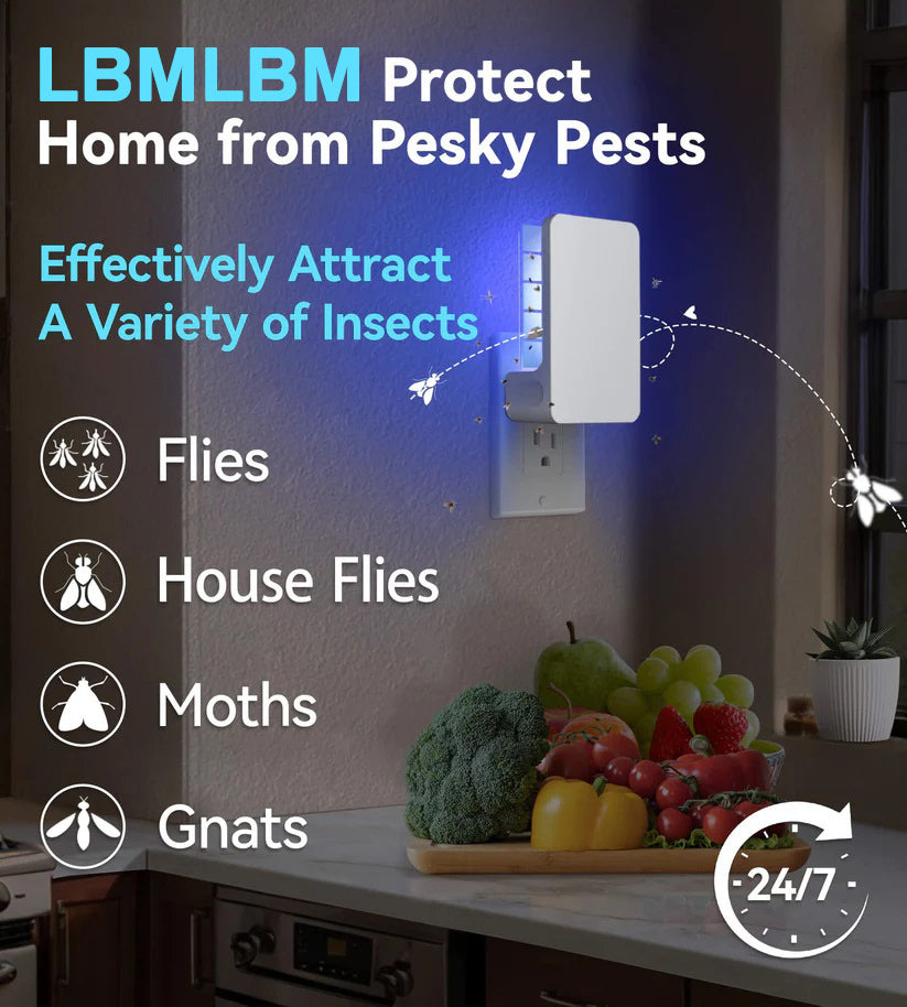 Double-Sided Indoor Flying Insect Trap - Plug-in Bug Catcher for Flies, Mosquitoes, Moths & More