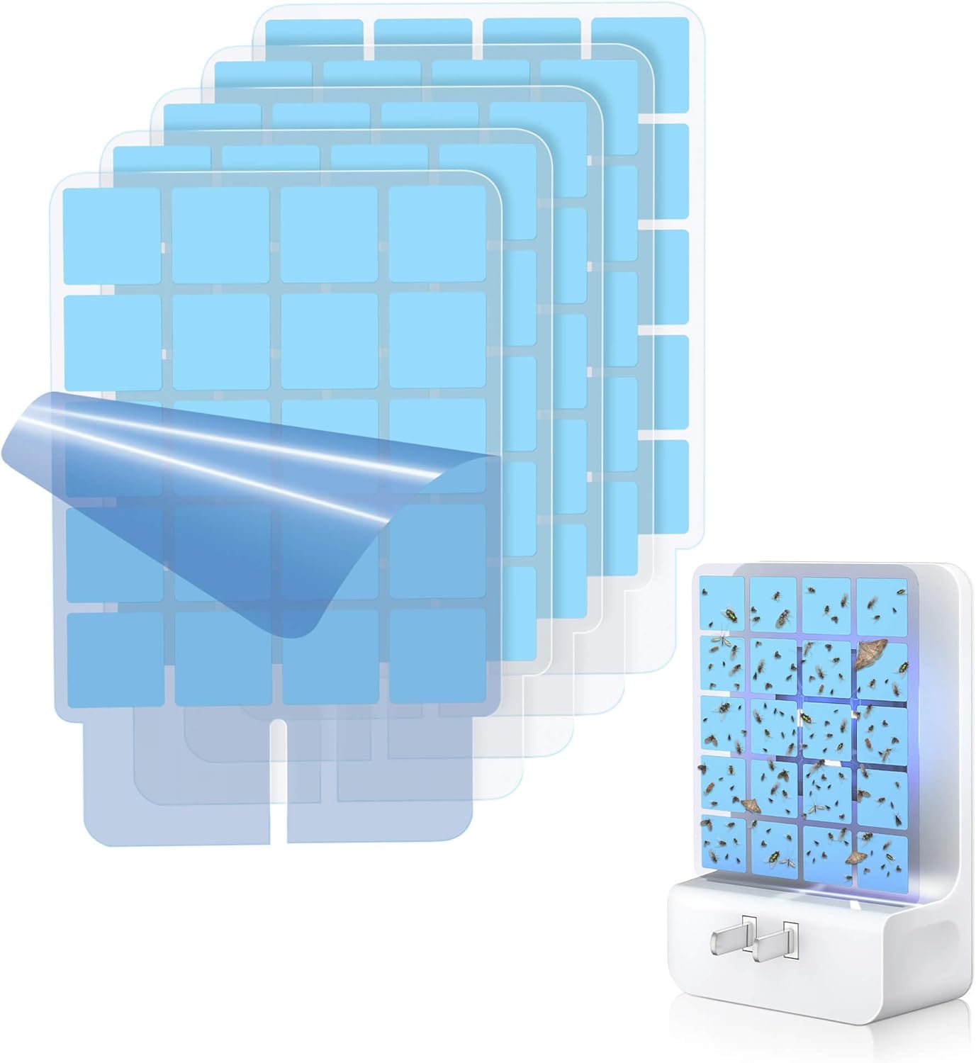 Double-Sided Indoor Flying Insect Trap - Plug-in Bug Catcher for Flies, Mosquitoes, Moths & More
