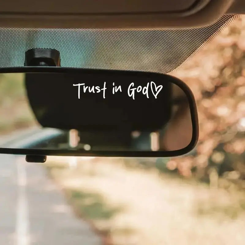 Trust in God Car Rearview Mirror Sticker, Car Rearview Mirror Decal,  Inspirational Vinyl Sticker, Ideal Christian Gift