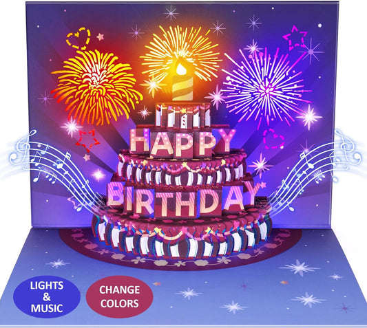 LIGHTS & SOUND Pop up Happy Birthday Card Set🎈